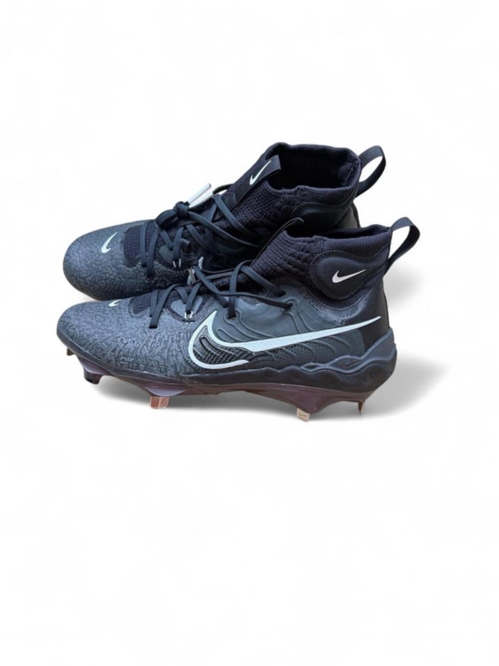 Men’s Nike Alpha Huarache NXT Metal Baseball Cleats Black Dark Grey Size 10